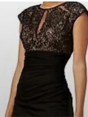 Women’s NWT PROM Sz 14 B&A  BETSY & Ruched Lace Keyhole Sheath Midi Dress